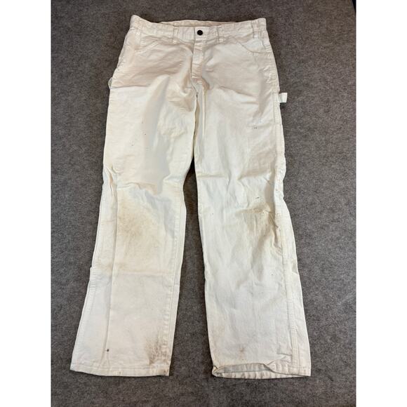 Vintage 90s Dickies Carpenter Pants Mens 32x29 White Workwear Baggy Outdoor - Picture 1 of 5